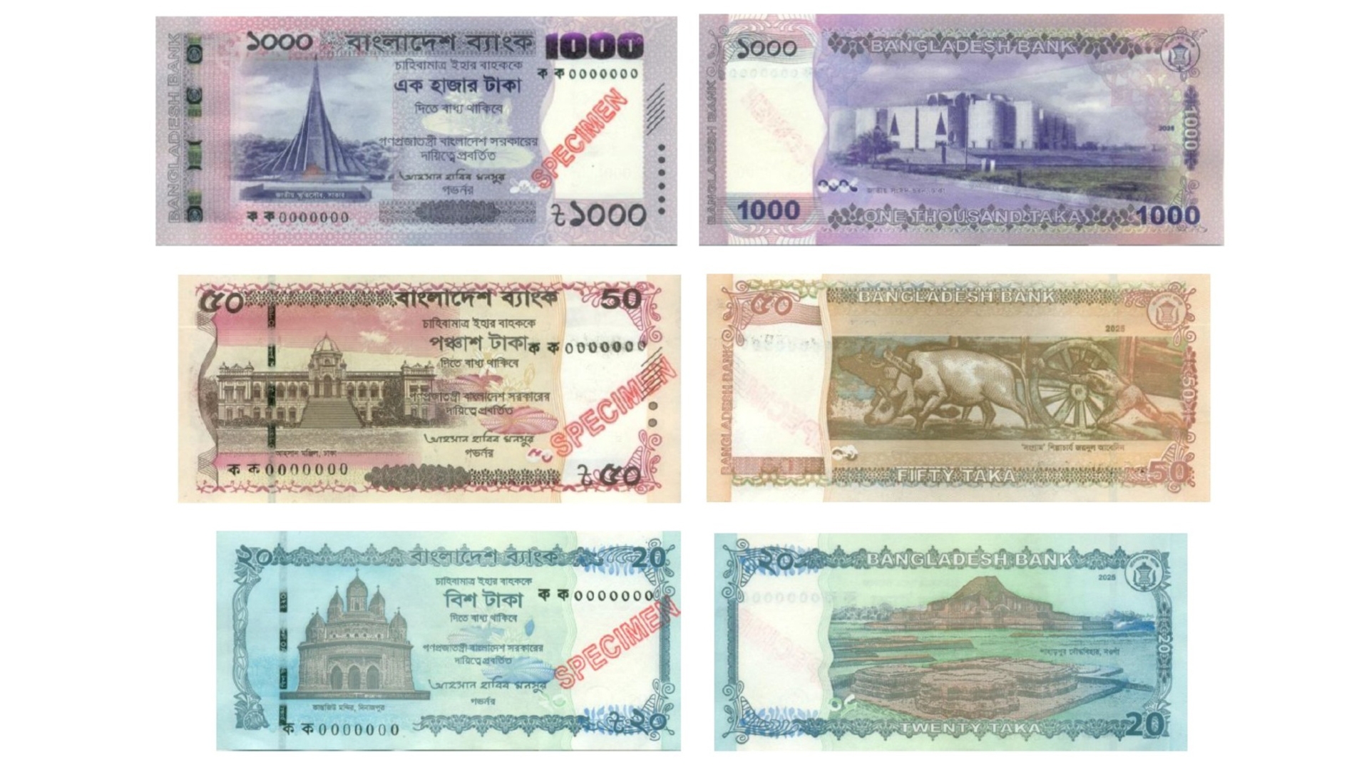 “Bangladesh bank new notes 2025:শেখ মুজিব নেই, ৬টি নোটে নতুন স্থাপনা – কোন ব্যাংকে পাবেন?”